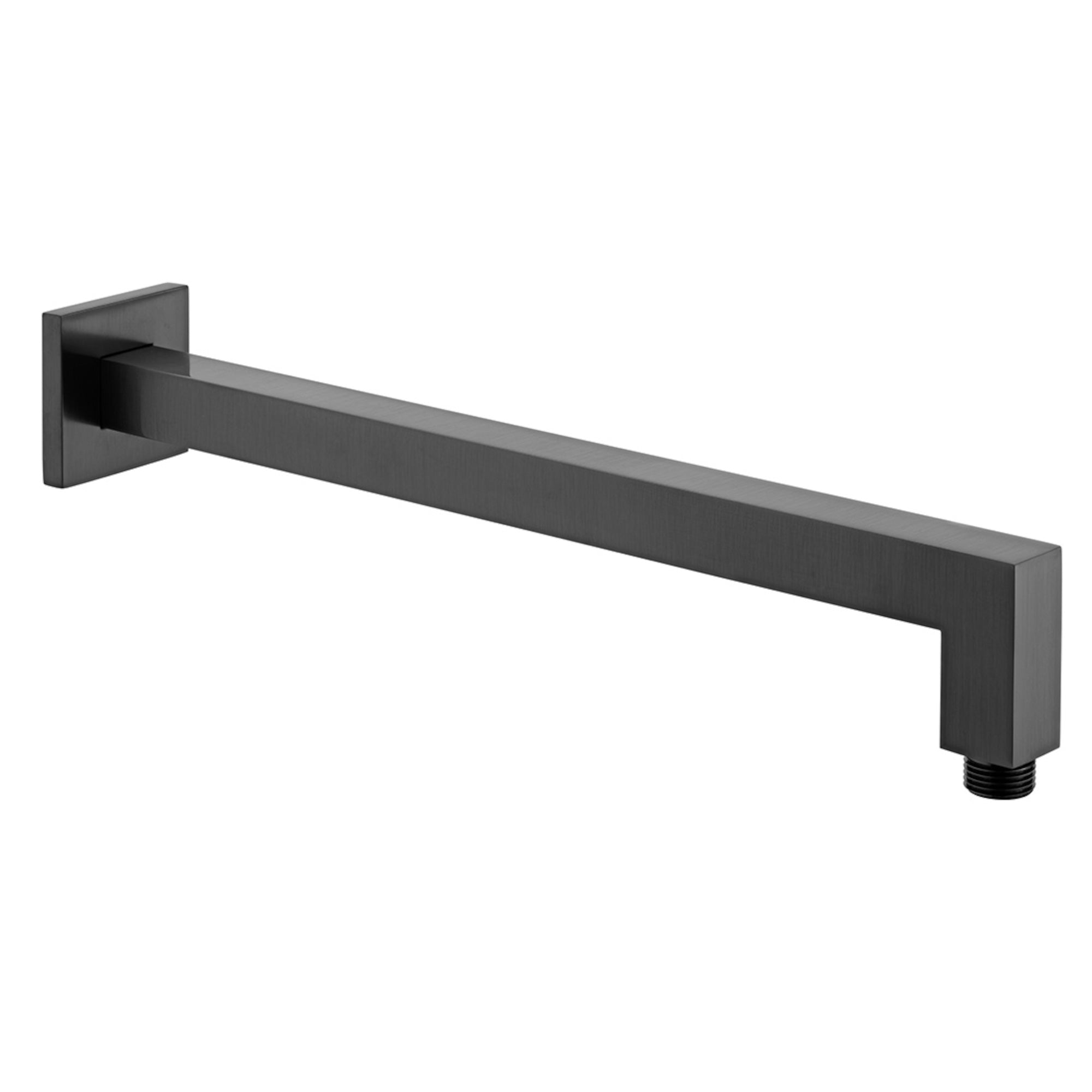 Square wall mounted 90 degree bend shower arm 370mm - gunmetal grey